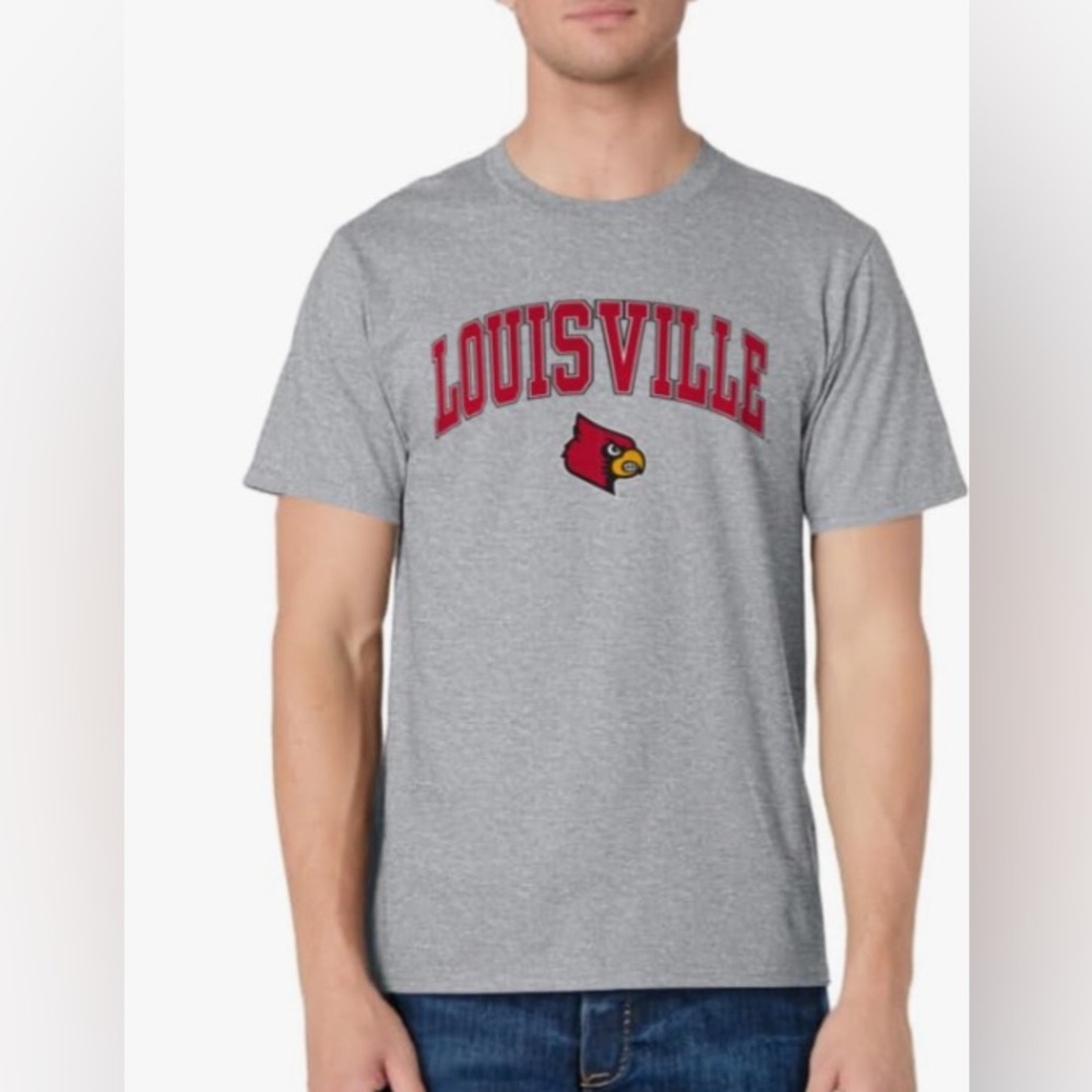 💙 Louisville Cardinals Arch Over Heather Gray T-Shirt Size XL